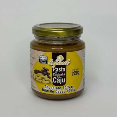 Pasta de Castanha de Caju com Chocolate 70% e Nibs de Cacau 100% – 220 g