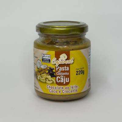 Pasta de Castanha de Caju com Chocolate ao Leite, Coco e Crocante – 220 g