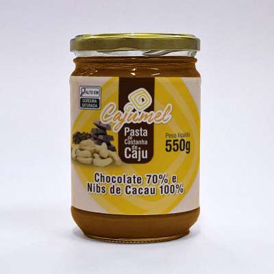 Pasta de Castanha de Caju com Chocolate 70% e Nibs de Cacau 100%