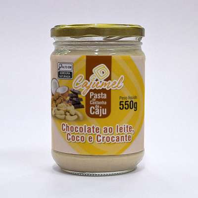 Pasta de Castanha de Caju com Chocolate ao Leite, Coco e Crocante